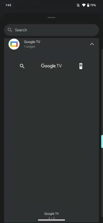 google tv widget Android 1